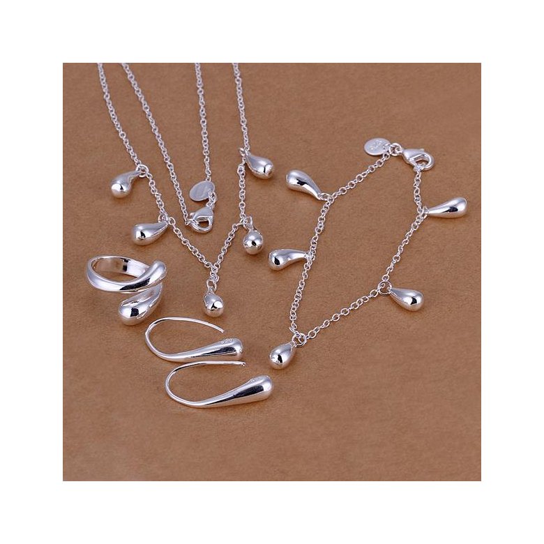 Wholesale Romantic Silver Water Drop Jewelry Set TGSPJS705