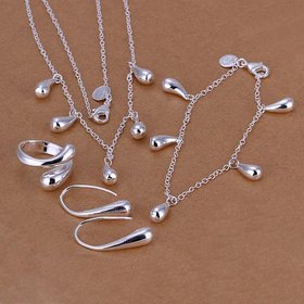 Wholesale Romantic Silver Water Drop Jewelry Set TGSPJS705