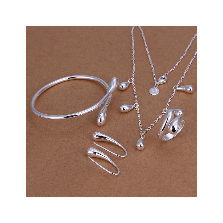 Wholesale Trendy Silver Water Drop Jewelry Set TGSPJS707