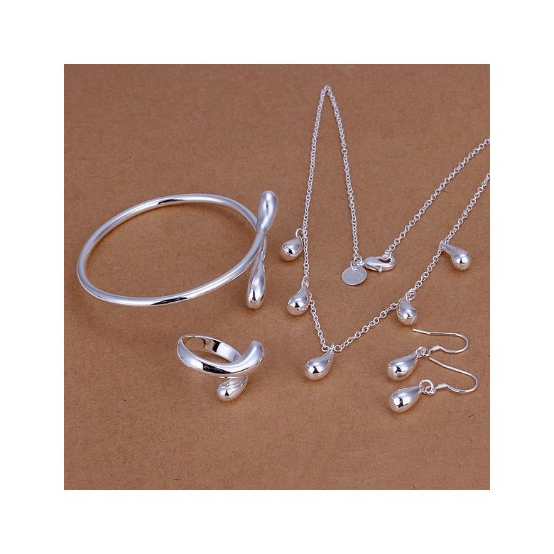 Wholesale Trendy Silver Water Drop Jewelry Set TGSPJS710