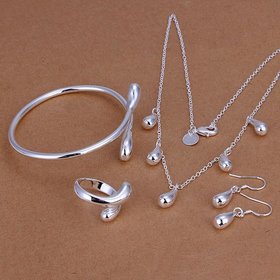Wholesale Trendy Silver Water Drop Jewelry Set TGSPJS710