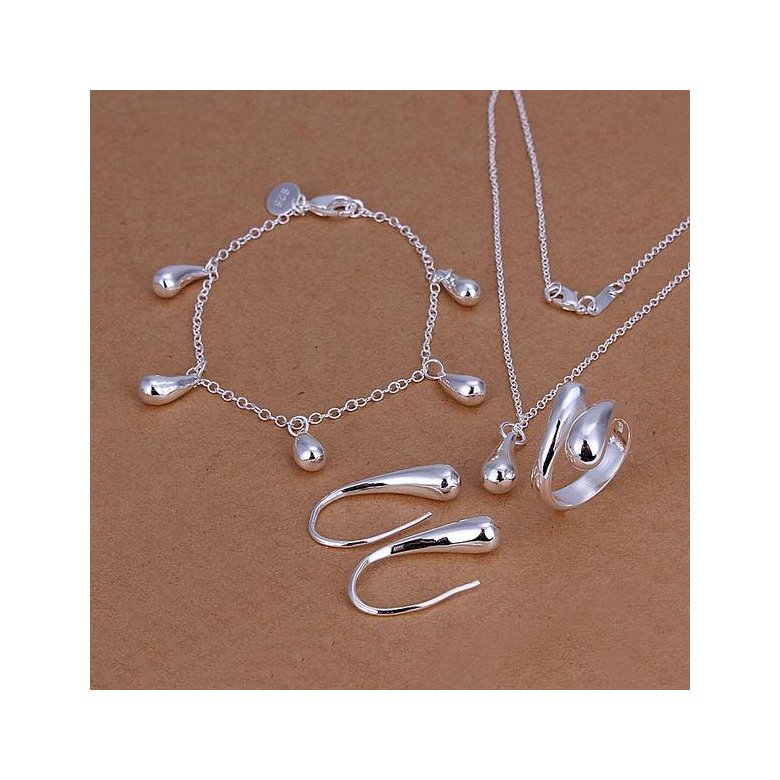 Wholesale Trendy Silver Water Drop Jewelry Set TGSPJS719