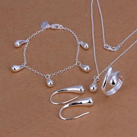 Wholesale Trendy Silver Water Drop Jewelry Set TGSPJS719