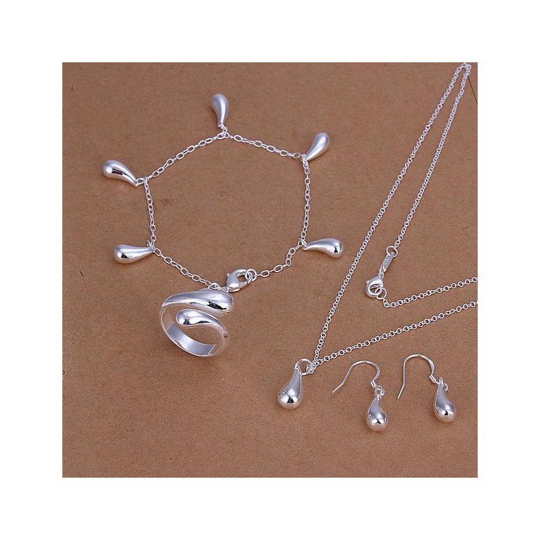 Wholesale Trendy Silver Water Drop Jewelry Set TGSPJS722