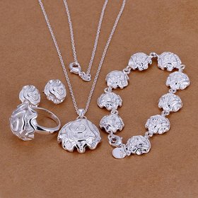 Wholesale Romantic Silver Plant Jewelry Set TGSPJS023