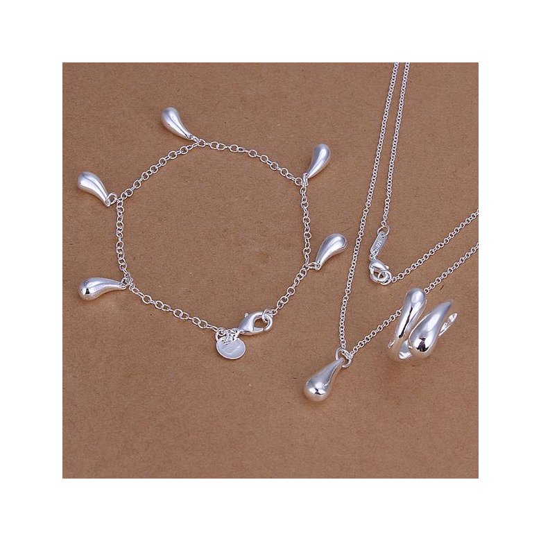 Wholesale Trendy Silver Water Drop Jewelry Set TGSPJS044