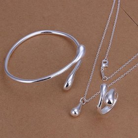 Wholesale Trendy Silver Water Drop Jewelry Set TGSPJS091