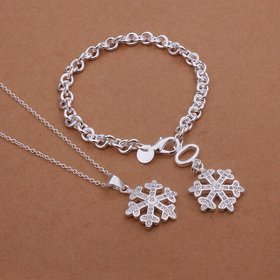 Wholesale Trendy Silver Plant Crystal Jewelry Set TGSPJS134