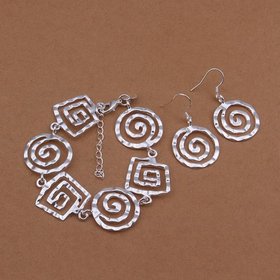 Wholesale Romantic Silver Round Jewelry Set TGSPJS235