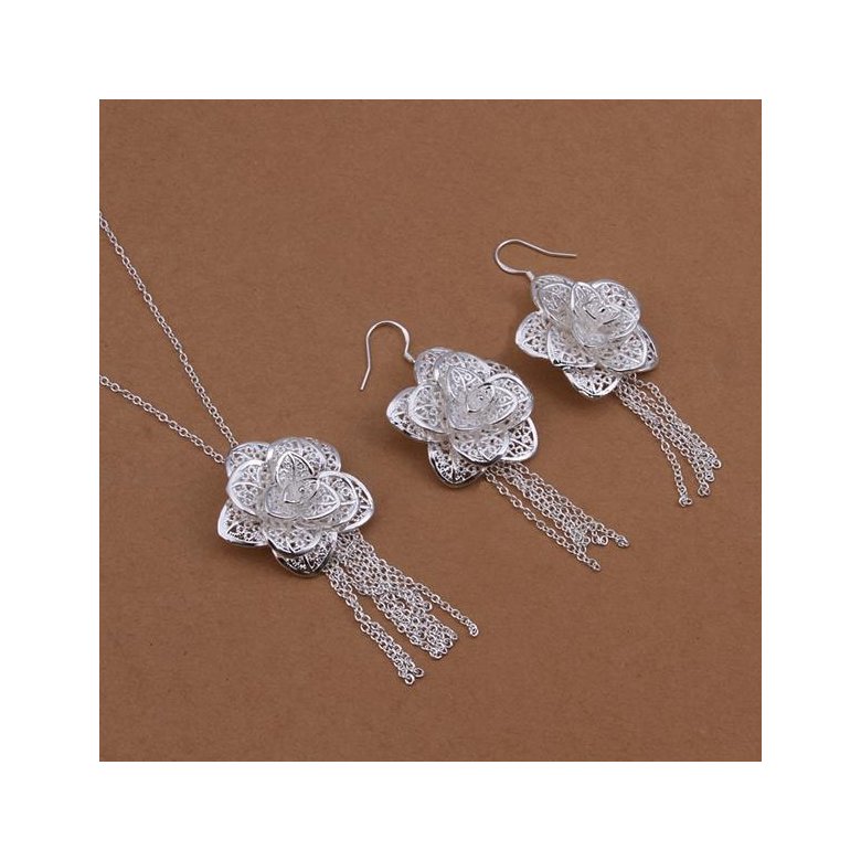 Wholesale Romantic Silver Plant Jewelry Set TGSPJS247
