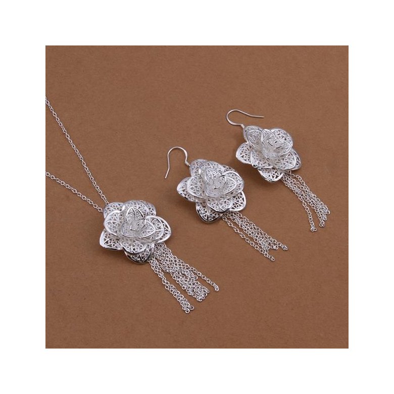 Wholesale Romantic Silver Plant Jewelry Set TGSPJS247