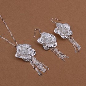 Wholesale Romantic Silver Plant Jewelry Set TGSPJS247