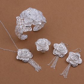 Wholesale Trendy Silver Plant Jewelry Set TGSPJS255