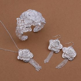 Wholesale Classic Silver Plant Jewelry Set TGSPJS259