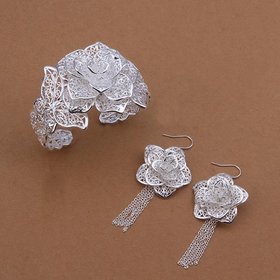 Wholesale Romantic Silver Plant Jewelry Set TGSPJS263