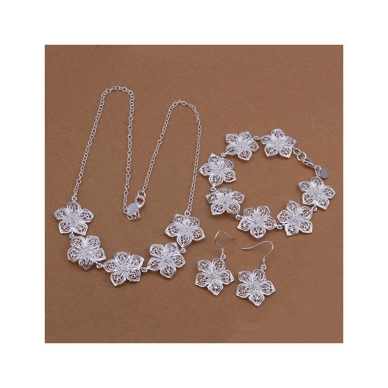 Wholesale Romantic Silver Plant Jewelry Set TGSPJS267