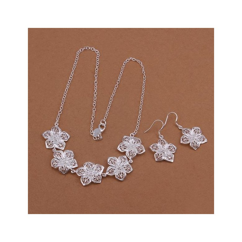 Wholesale Romantic Silver Plant Jewelry Set TGSPJS269