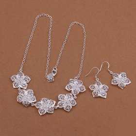 Wholesale Romantic Silver Plant Jewelry Set TGSPJS269