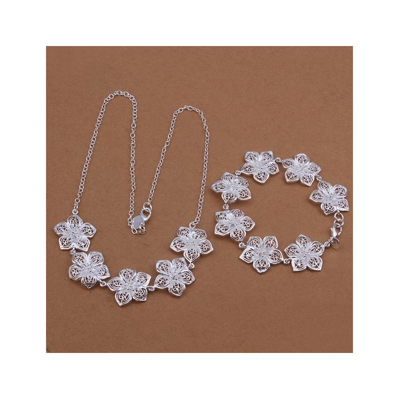 Wholesale Romantic Silver Plant Jewelry Set TGSPJS271