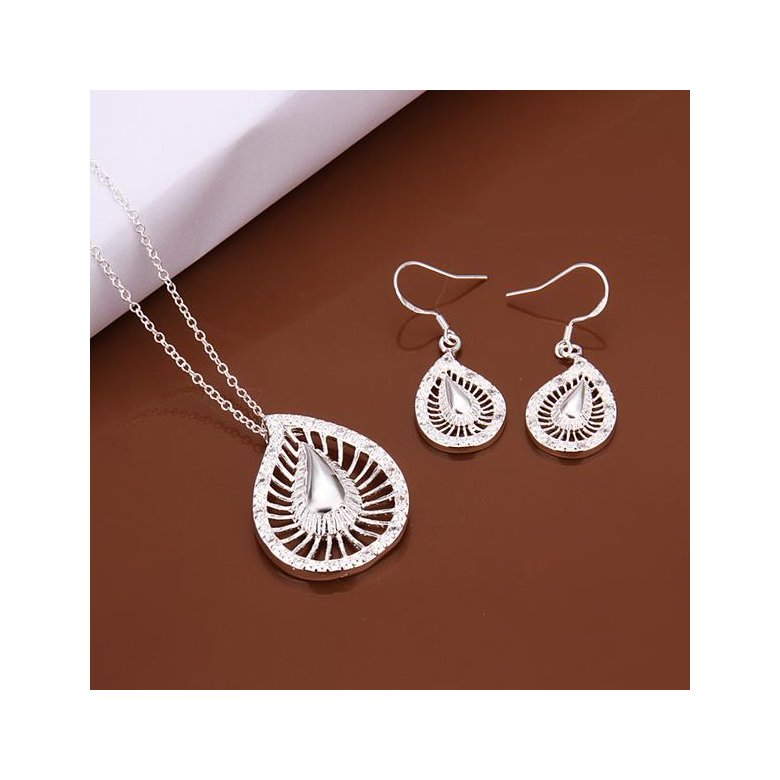 Wholesale Romantic Silver Water Drop Crystal Jewelry Set TGSPJS289