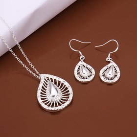 Wholesale Romantic Silver Water Drop Crystal Jewelry Set TGSPJS289