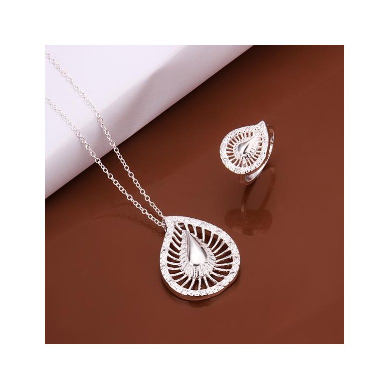 Wholesale Romantic Silver Water Drop Crystal Jewelry Set TGSPJS338