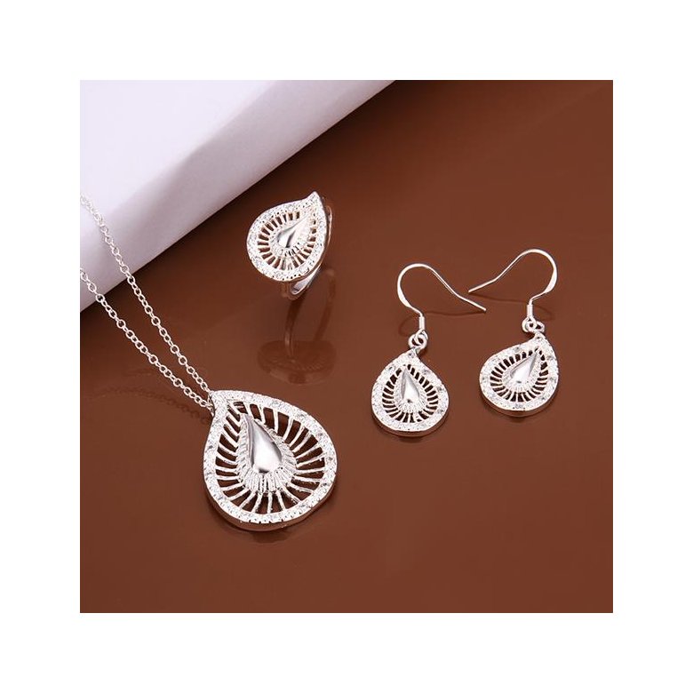 Wholesale Romantic Silver Water Drop Crystal Jewelry Set TGSPJS342