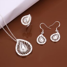 Wholesale Romantic Silver Water Drop Crystal Jewelry Set TGSPJS342