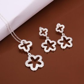 Wholesale Trendy Silver Plant Crystal Jewelry Set TGSPJS420