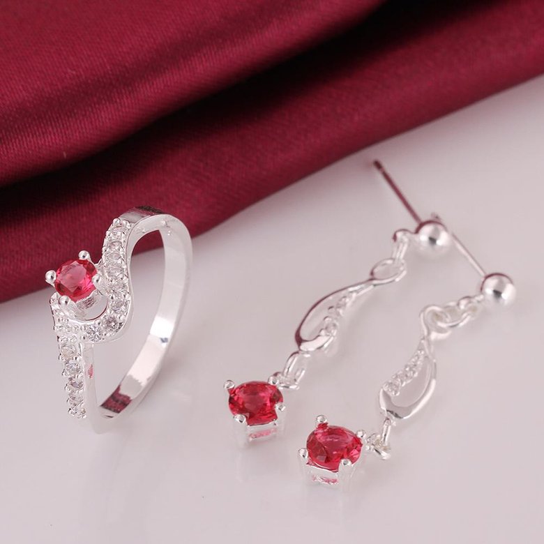 Wholesale Trendy Silver Round Crystal Jewelry Set TGSPJS198