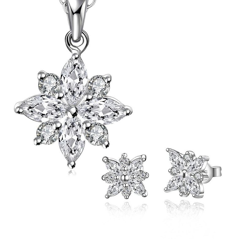 Wholesale Romantic Silver Plant Crystal Jewelry Set TGSPJS258