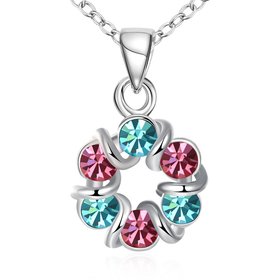 Wholesale Newest Arrival Luxury silver Color Multicolor Cubic Zirconia Big Round garland Necklace Pendants for Women Fashion Jewelry TGGPN173
