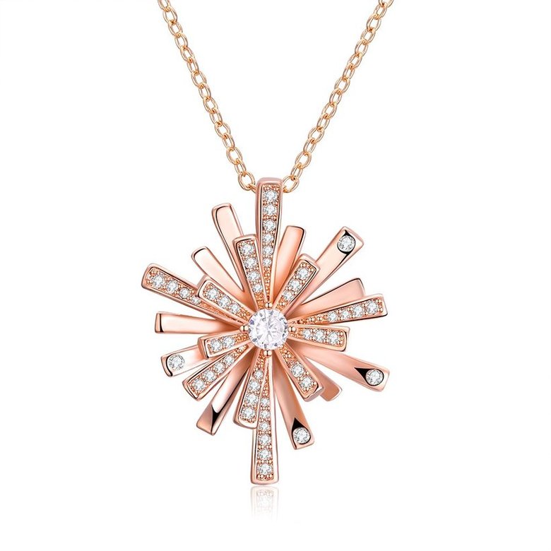 Wholesale Trendy Rose Gold Christmas Snowflake CZ Necklace Shine high quality Pendant Necklace For Women fine Christmas Gifts TGGPN327