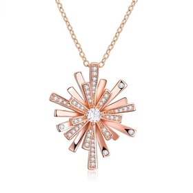 Wholesale Trendy Rose Gold Christmas Snowflake CZ Necklace Shine high quality Pendant Necklace For Women fine Christmas Gifts TGGPN327
