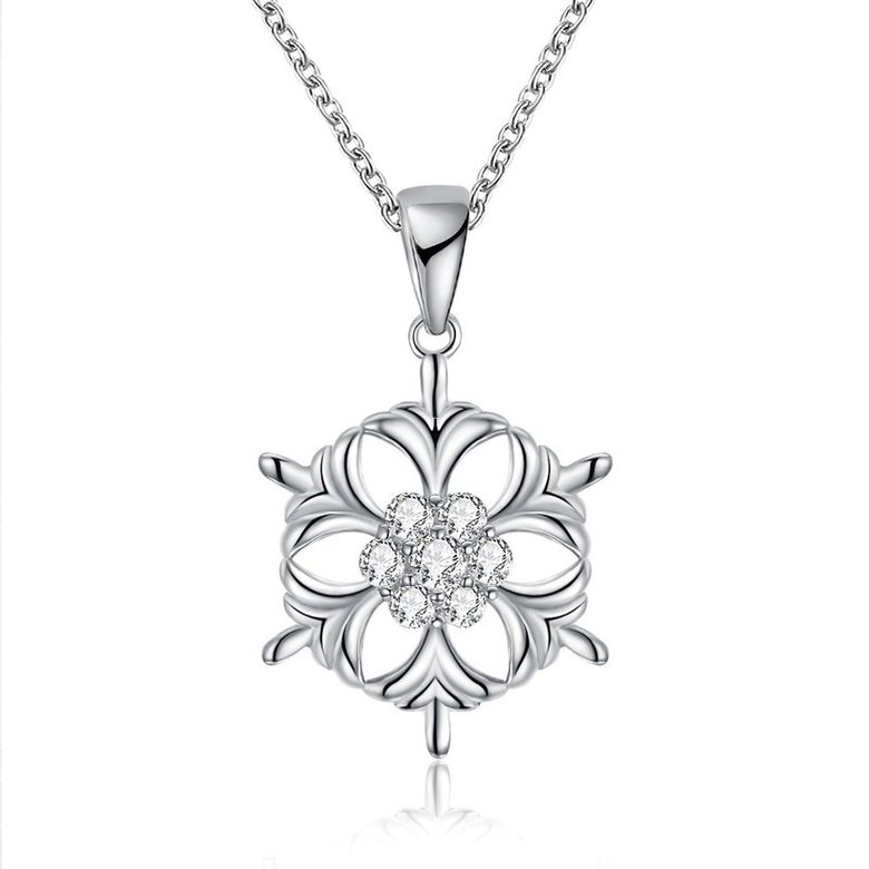 Wholesale Ladies Necklace Creative Snowflake flower Crystal Necklace Pendant Clavicle For Women Fashion Pendant Jewelry Accessories Gift TGGPN402