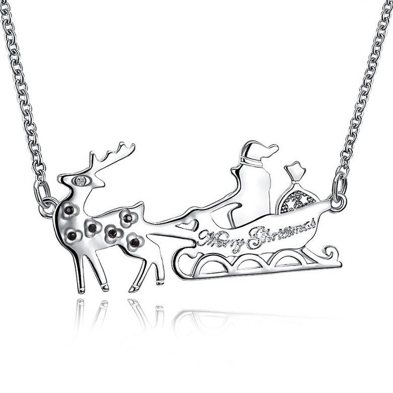 Wholesale New Xmas Theme Necklace Sleigh Car Burst Pendant Necklaces for Women Christmas Jewelery Elk & Santa Claus Jewelry Inlay Zircon TGGPN424
