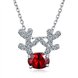 Wholesale Trendy silver color red CZ Necklace Cute Deer Horn Antler Pendant Reindeer Necklace for Women Christmas Gift jewelry TGGPN488