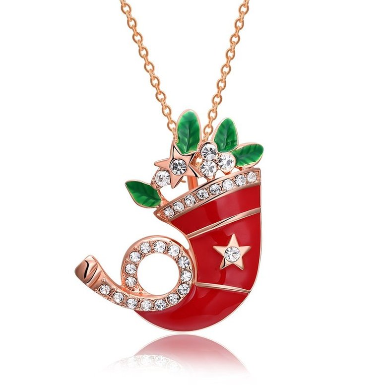 Wholesale Fashion Cubic Zirconia Christmas hat Pendant with Chain Necklaces Novelty Necklace Jewelry for Women Party Gift TGGPN490