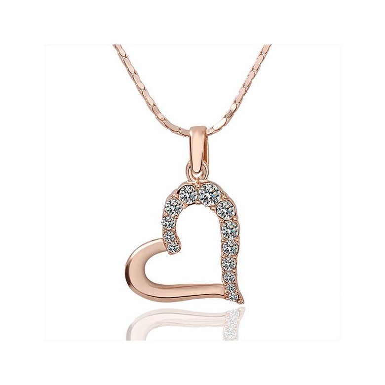 Wholesale JapanKorea Hot Sell rose Gold zircon Necklace for women Girls Love Heart Necklace fine Valentine's Day Gift TGGPN375