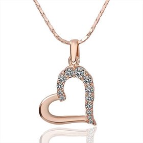 Wholesale JapanKorea Hot Sell rose Gold zircon Necklace for women Girls Love Heart Necklace fine Valentine's Day Gift TGGPN375