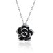 Wholesale Romantic Platinum Plated Rhinestone Necklace black rose flower pendants fine gift for girl TGGPN381