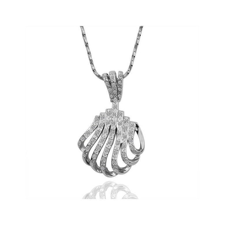 Wholesale Vintage fashion Sea Shell shape pave zircon Necklace For Women silver color Souvenir Gift TGGPN447