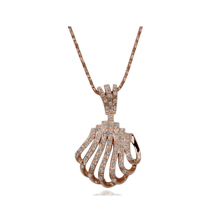 Wholesale Vintage fashion Sea Shell shape pave zircon Necklace For Women rose gold plated Souvenir Gift TGGPN035