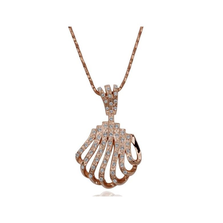 Wholesale Vintage fashion Sea Shell shape pave zircon Necklace For Women rose gold plated Souvenir Gift TGGPN035