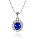 Wholesale Romantic Platinum Plated big blue water drop crystal pendant dazzling pave zircon nacklace fine wedding party jewelry  TGGPN466