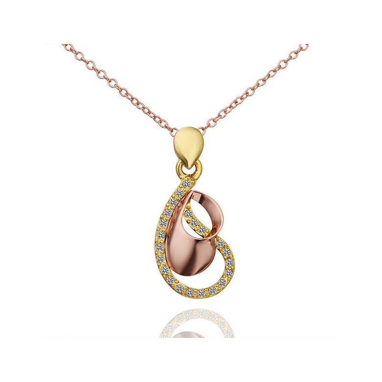 Wholesale Classic fashion delicate Rose Gold water drop CZ  eco-friendly Necklace for girl women wedding birthday fine gift jewelry TGGPN475