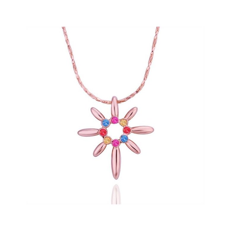 Wholesale Trendy Rose Gold Plated colorful Crystal  flower Necklace delicate women jewelry fine birthday gift  TGGPN524