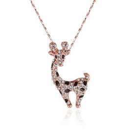 Wholesale New Temperamet Cute Full Crystal Deer rose gold Jewelry Fashion Personality Christmas Animal Necklaces TGGPN040