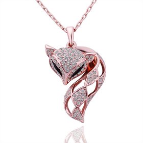 Wholesale Korean Version Fashion Fox Alloy Crystal rose gold Pendant Necklace For Women Creative cute Animal Jewelry TGGPN044