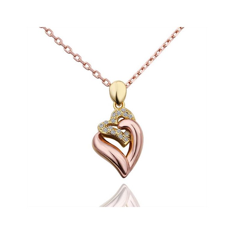 Wholesale Romantic Rose Gold Plated Necklace Heart Necklace For Women Cubic Zircon Pendant  Valentine's Day Gift TGGPN068